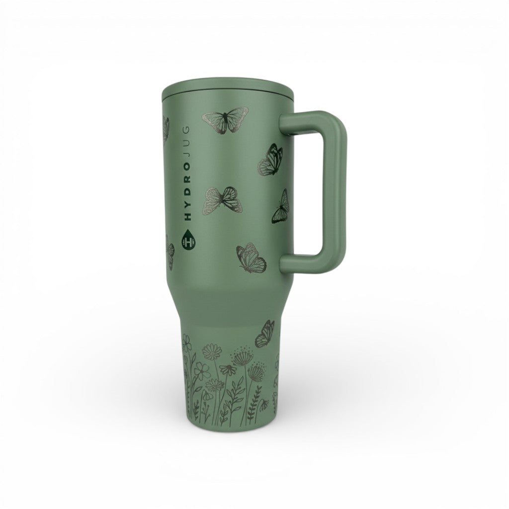 Butterfly Floral Hydrojug – Engraved 32 oz & 40 oz Water Bottle
