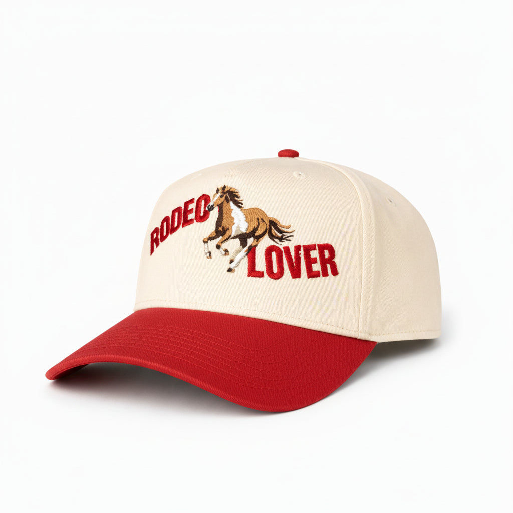 Rodeo Lover Embroidered Hat – Western Horse Trucker Cap, Two-Tone Vintage Rodeo Hat